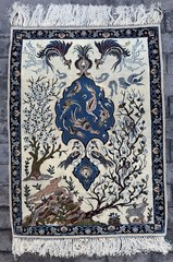 VTG Oriental Persiene Qm Very Fine Hand Knotted Wool Silk Rug 39 X 29 Inches