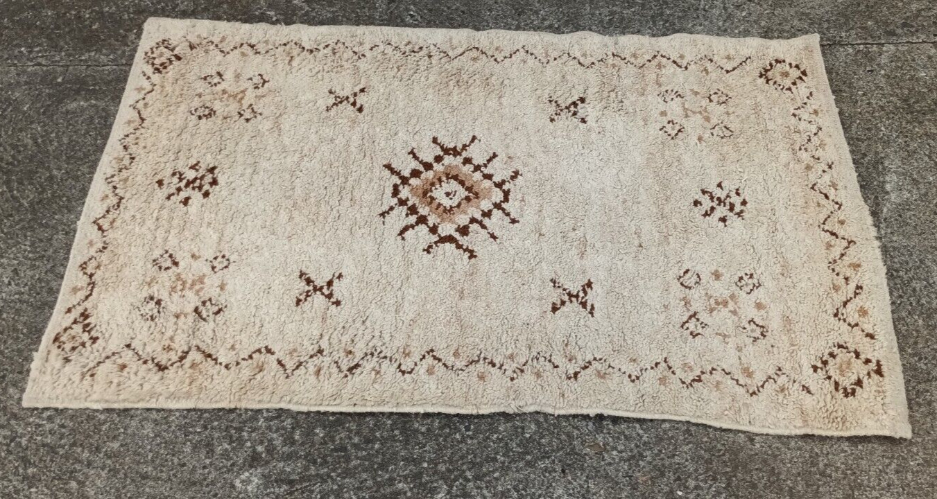 60s Berber Carpet Vintage Rug Wool 150 x 92 Morocco Bridge 70s G23 gallery