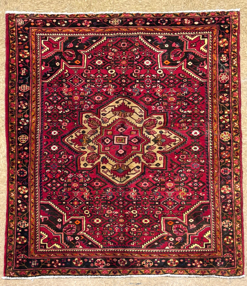 Hand Knotted Hamedan Wool 5x7 Red Tribal Vintage Traditional Oriental Area Rug