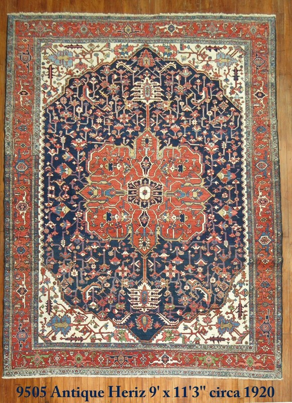 Antique Navy Karajeh Rug 9'x11'3'' gallery