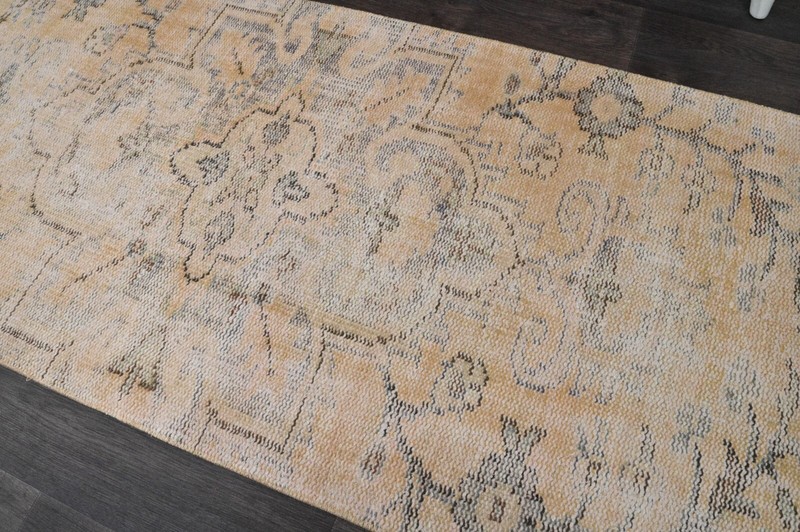 Vintage Turkish Runner Rug 2x10ft ORANGE Handmade Anatolian Oushak Hallway Wool gallery
