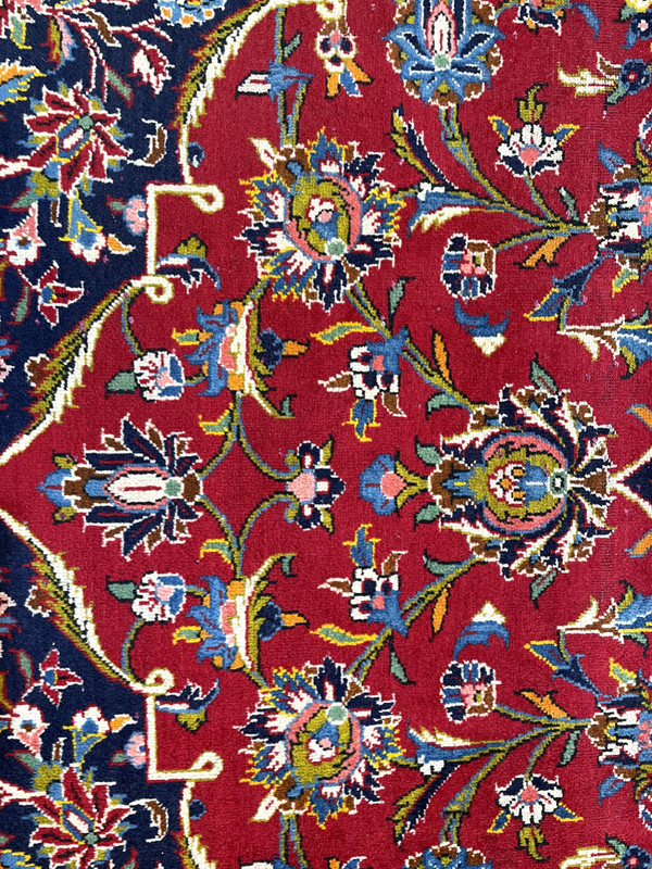 Antique Oriental Hand-Knotted Wool Area Rug Red/Navy Blue/Ivory 11'8" x 17'1" gallery