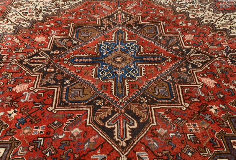Handmade Serapi Heriz Oriental Rug 7X9 ft Vintage Geometric Carpet Farmhouse gallery