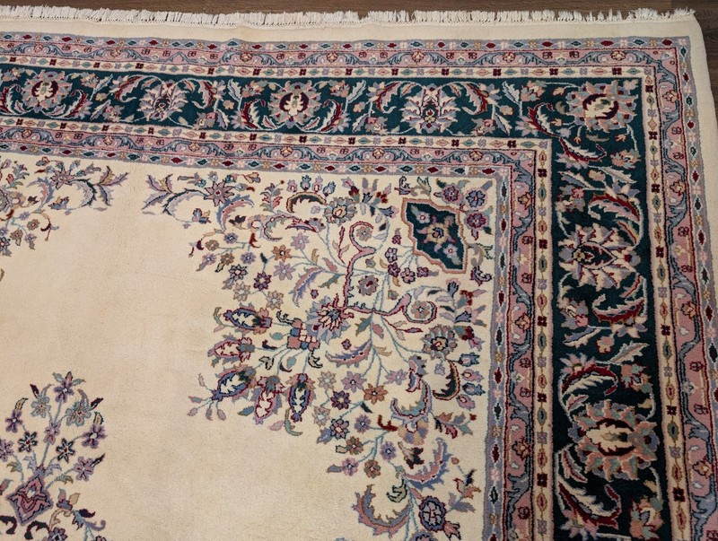 Indo Per'sian Kirman Rug 9x12, Open Field, Hand Knotted Wool Carpet gallery