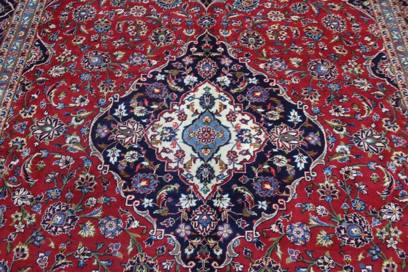 Large Handmade Oriental Keshan Rug 395 x 290 cm (13’0” x 9’6”) Floral Medallion gallery