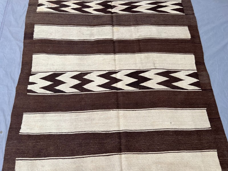 5x15 Vintage Flat Weave Kilim Runner Rug, Tribal Brown Cream Striped Hallway Rug gallery