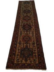 Dark KAREJE runner, Multi-Medallion Beige Dark Red – 2’11” x 11’6″