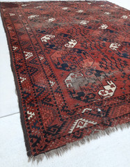 Antique Turkoman “Ersari” Red Blue White Tribal 8’×10′ Area Rug