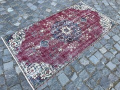Bohemian Area Rug Handmade Wool Rug Turkish Vintage Traditional Rug 2,9 x 5,4 ft