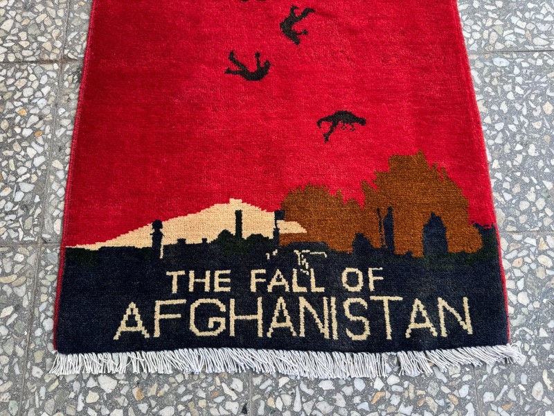2x3 Afghan Hand Knotted War Rug Fall of Afghanistan Red Wool Carpet New gallery