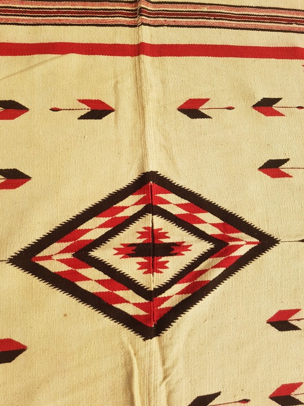 Antique Handwoven Mexican Serape Multicolor Indian Rug Wool Carpet 168x103 cm gallery