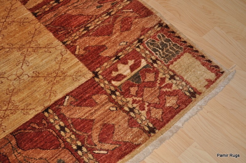 _HAND-MADE_KNOTTED_ BEIGE RUG Fine Quality 6' x 9' Chobi rug, beige brick PAMIR gallery