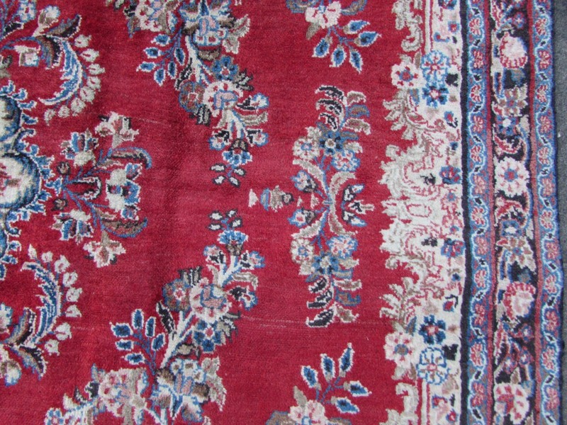 Old Traditional Hand Made Vintage Oriental Wool Red Long Carpet Runner 428x223cm gallery