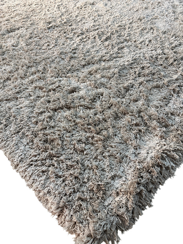 High Pile Grey- Beige Silk Rug: Soft Plush Modern Floor Carpet gallery