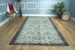 Wool Handmade Vintage Turkish Rug, 5×9 Beige Area Rug, 5.12×8.60 ft. H-2788