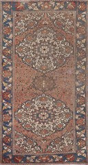 Vintage Bakhtiari Rust/ Blue Living Room Rug 5×10 Hand-knotted Wool Carpet