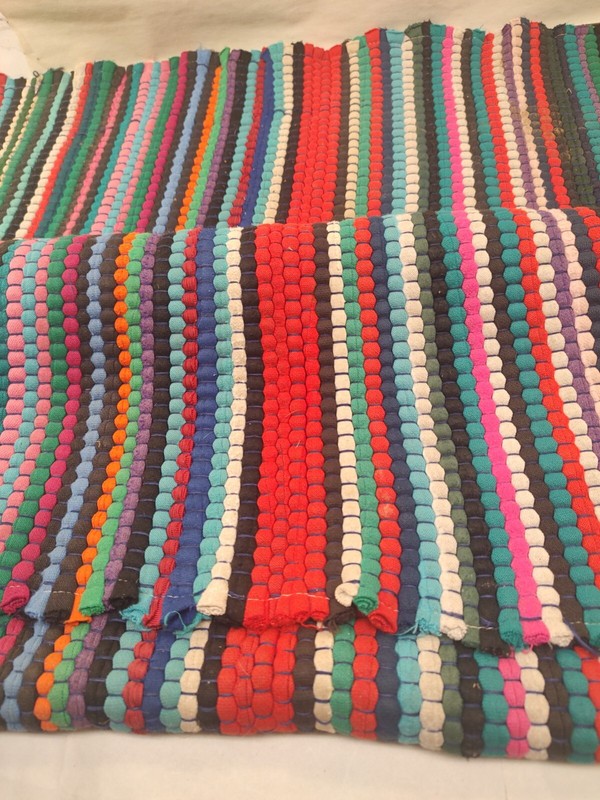 Vintage Rug Handmade braided Woven Folk Art Doorway Country Multicolor 39 x 25 gallery