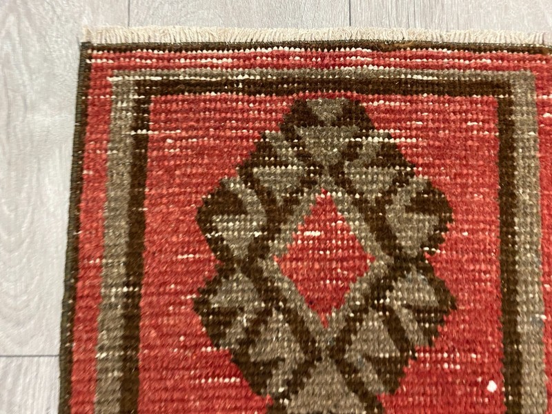 Pink Decorative Vintage Rug 1.3x1.3 ft Small Floral Square Turkish Rug gallery