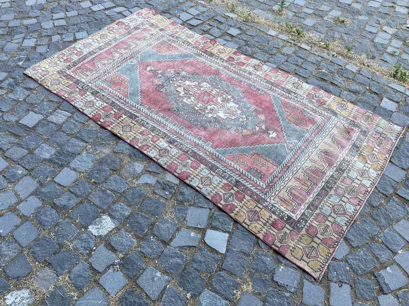 Home Decor Rug, Turkish Vintage Rug, Boho Decor Rug, 3,8 x 7,4 ft gallery