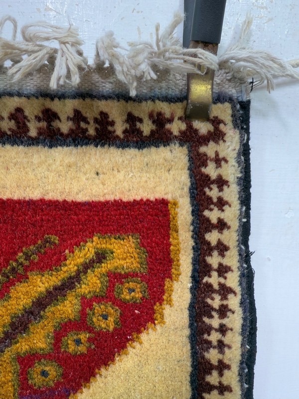 Vintage Beautiful Hand Knotted Afghan War Wool Rug Wall Hanging 78x58 Cm gallery