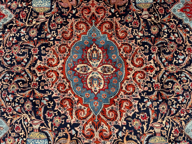 BLUE VINTAGE ORIENTAL RUG 10x12 ANTIQUE HAND-KNOTTED handmade fine clean 9x12 ft gallery