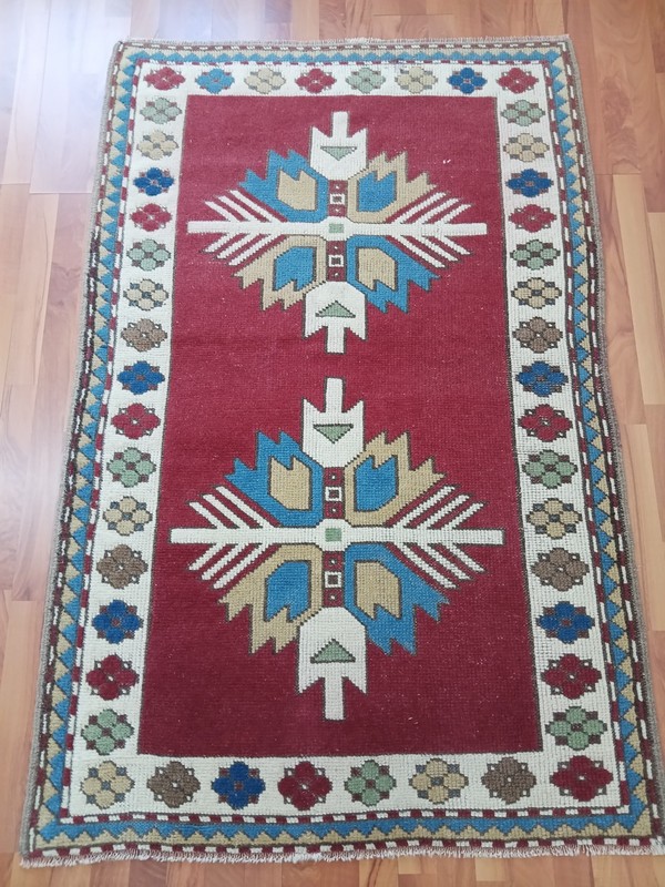 Antique Star Recion Wool Rug Collectible Antique Rare Blue Rug Tribal Rug gallery