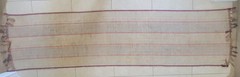Antique 1950s Woven Hand Made Rag Rug Runner with tassel. (26 x 100 inches )