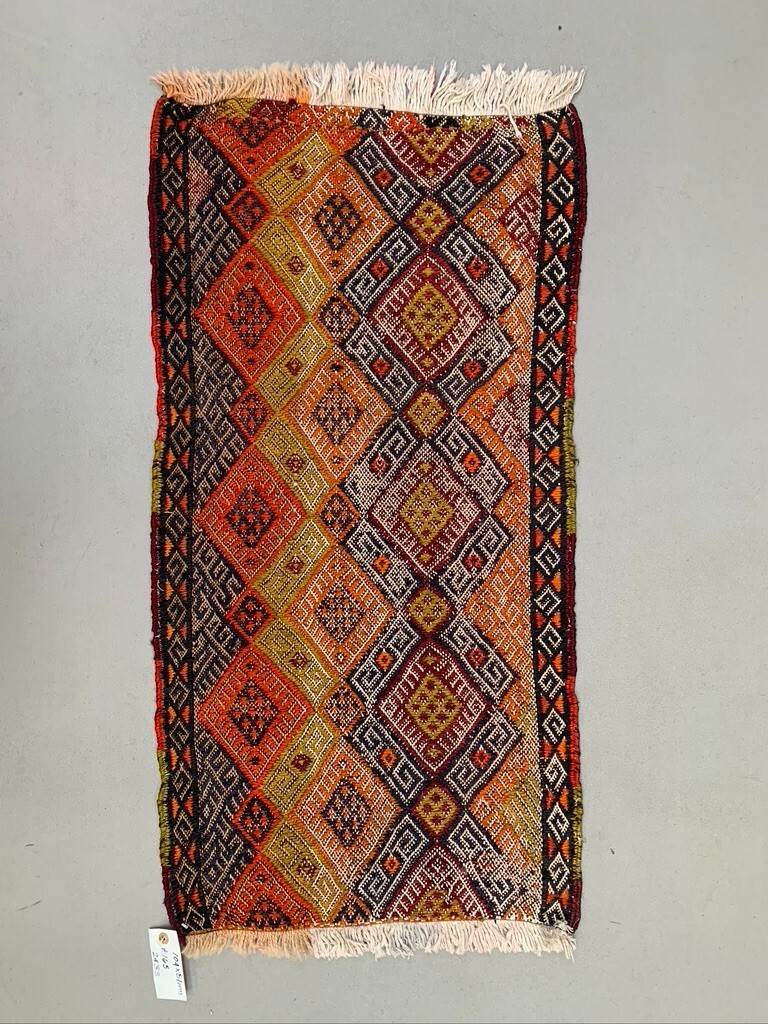 Vintage Turkish Mini Kilim 104x51 cm Wool Small Kelim Runner, shabby Chic gallery