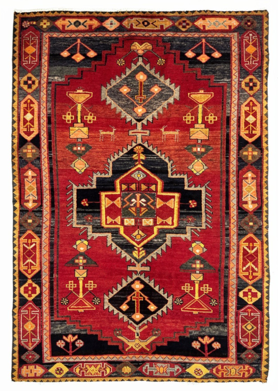 Vintage Hand Knotted Luri Tribal Wool Rug 5x8 Geometric Red Oriental Carpet gallery