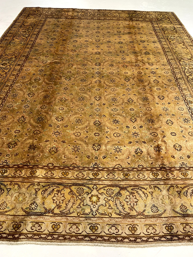 Antique Oriental Hand-Knotted Wool Area Rug Beige/Brown/Green 9'4" x 12'6"