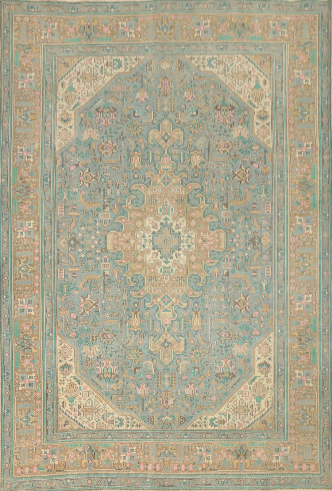 Vintage Wool Traditional Living Room Area Rug Light Blue Over-Dyed Carpet 10x12 gallery