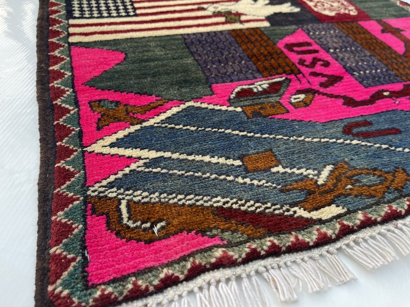 75x59cm Handmade rug 9/11 twin towers War Rug Afghan War Rug Handicrafts #264 gallery
