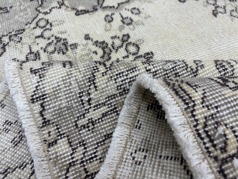 5x9 Beige Gray Vintage Turkish Area Rug, Hand-Knotted Wool Living Room Rug gallery