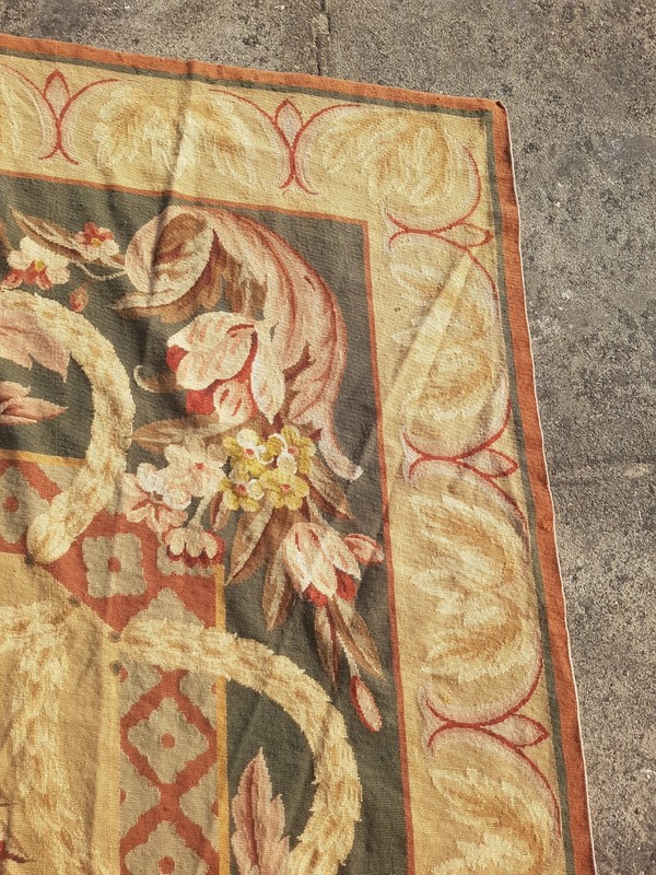 Vintage French Floral Needlepoint Handmade Multicolor Rug Wool Carpet 292x235 cm gallery