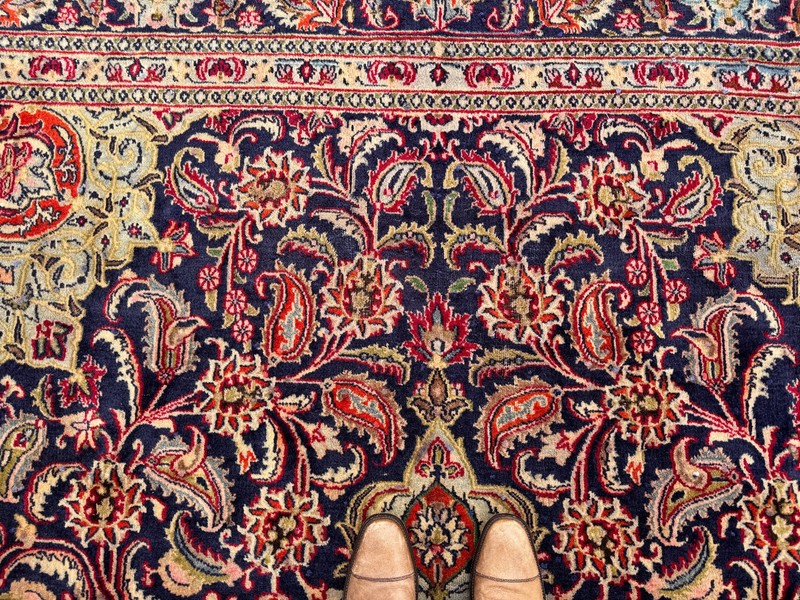 BLUE ANTIQUE ORIENTAL RUG 10x13 HAND-KNOTTED fine big old handmade VINTAGE 9x12 gallery
