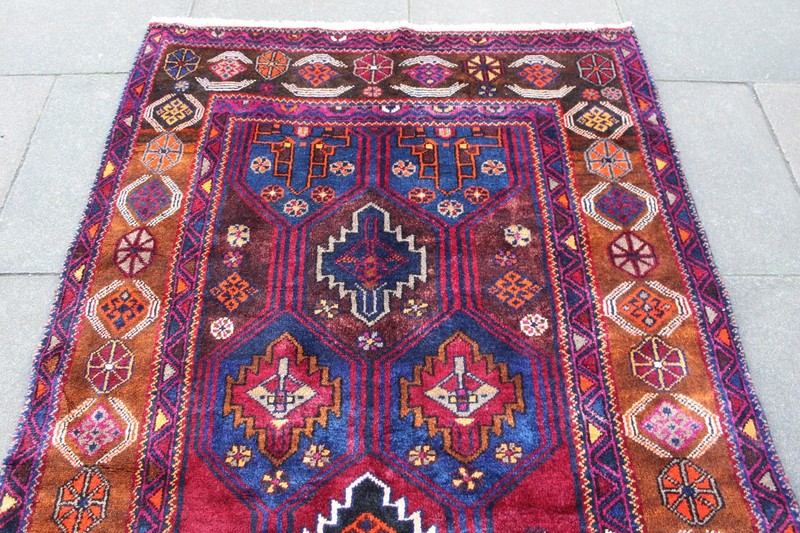 Vintage Hand Made Traditional Oriental Wool Purple Brown Large Rug 245x137m gallery