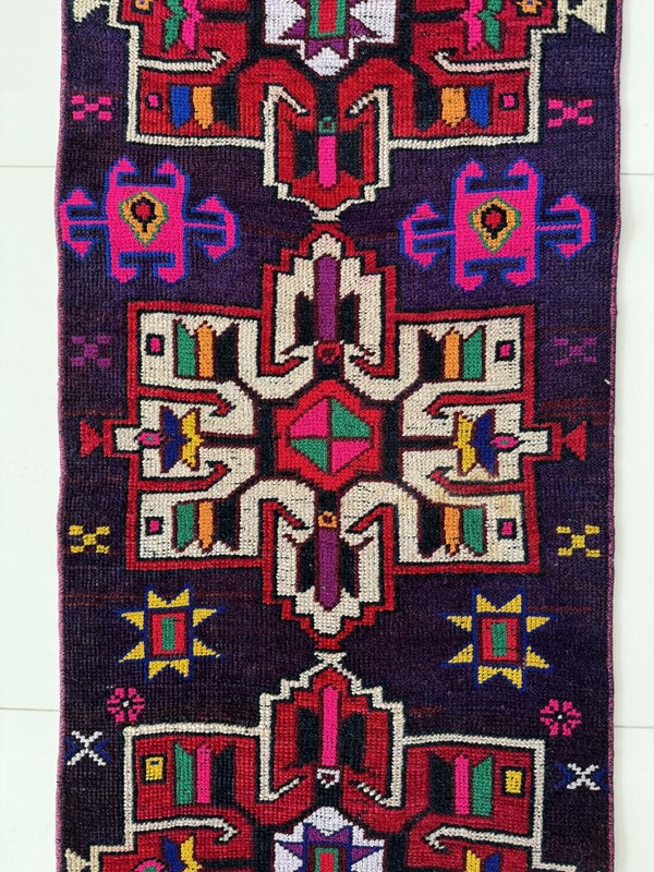 Vintage Handmade Wool Bohemian Oushak Runner Rug, 2x9 Ft Turkish Colorful Carpet gallery