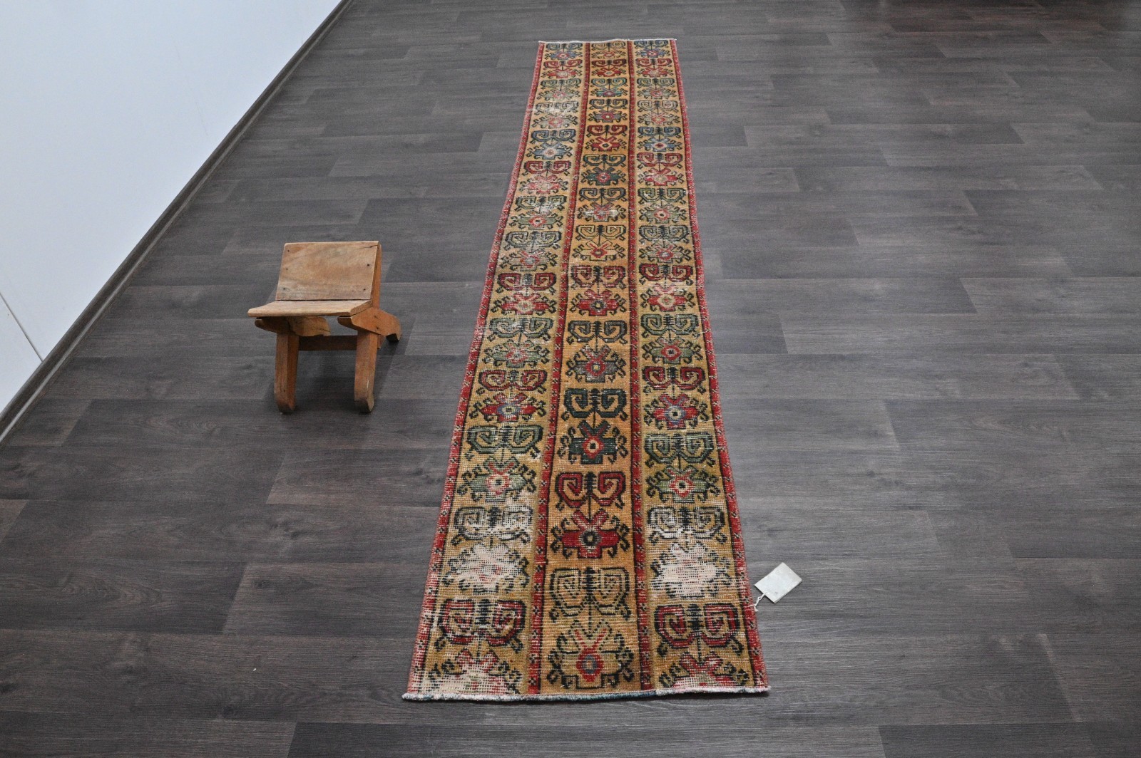 Vintage Turkish Runner Rug 2x10ft Wool Anatolian Handmade Hallway Oushak ORANGE gallery