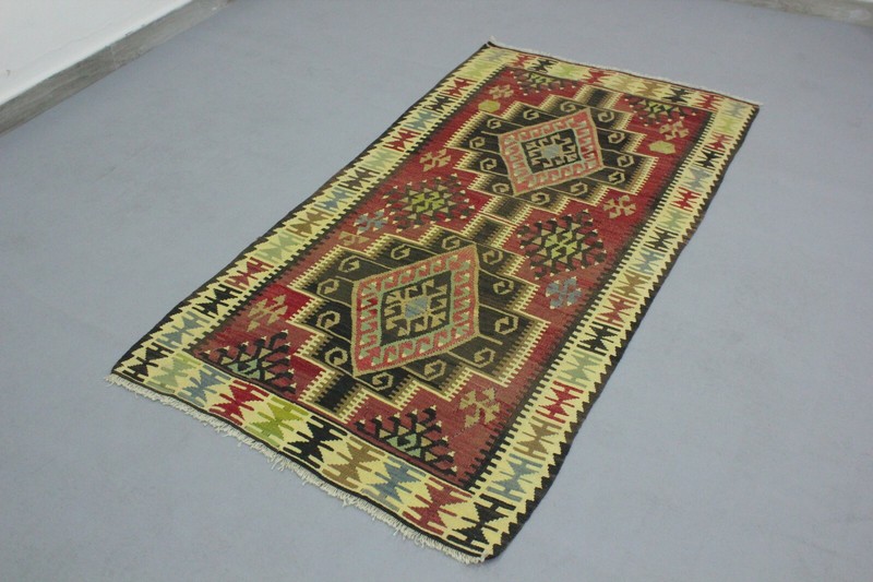 Cappadocia Handwoven Kilim Area Rug Anatolian Ethnic Vintage Wool Carpet 4x6 ft gallery