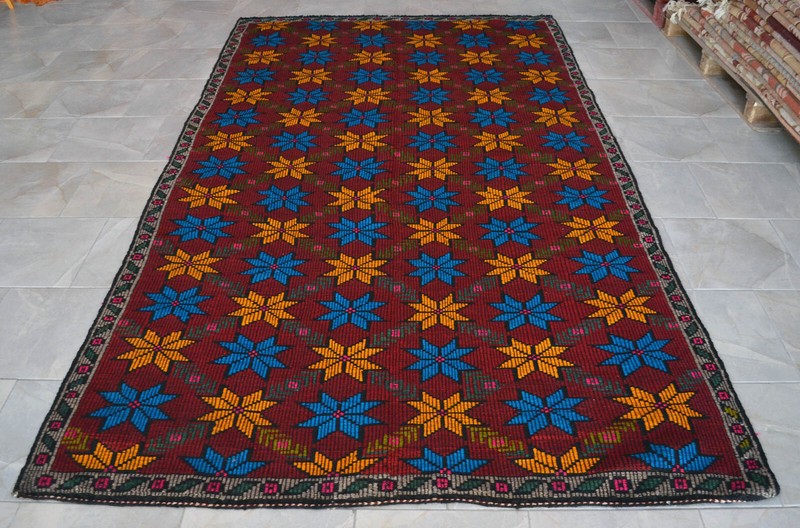 6x11 Rug Hand Made Turkish Rug Vintage Goat hair Kilim Rug Actual: 6' x 10' 8" gallery