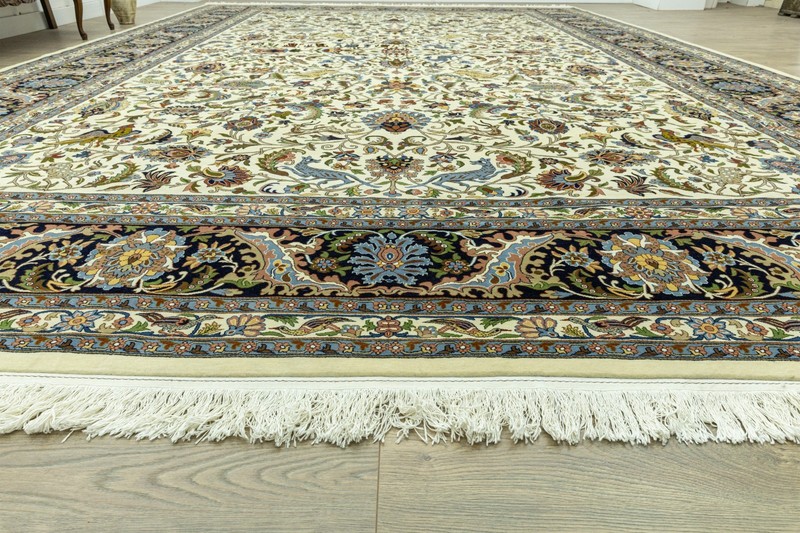 Luxury Caucasian Oriental Rug 14x19 Hand-Knotted Wool – Ivory Collector Heirloom gallery