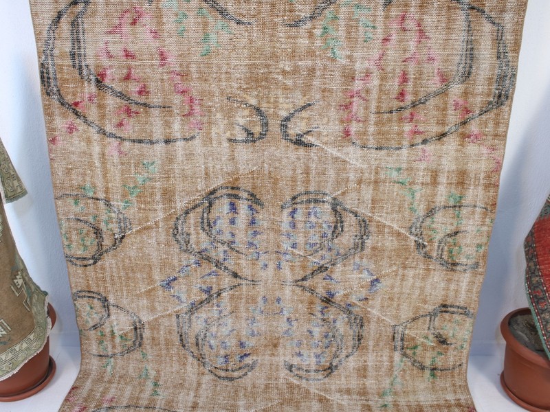 5x9 Turkish Handmade Area Rug Brown Beige Floral Shabby Chic 5.4x8.6 ft gallery