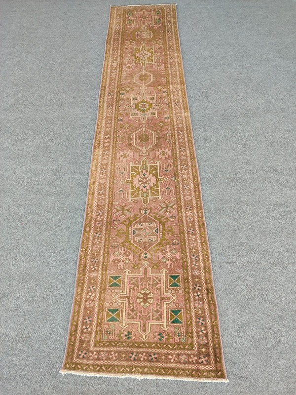 Rare 2x12 Heriz Karaja Runner Rug, Skinny Antique Runner 2x12 Turkish vintage gallery