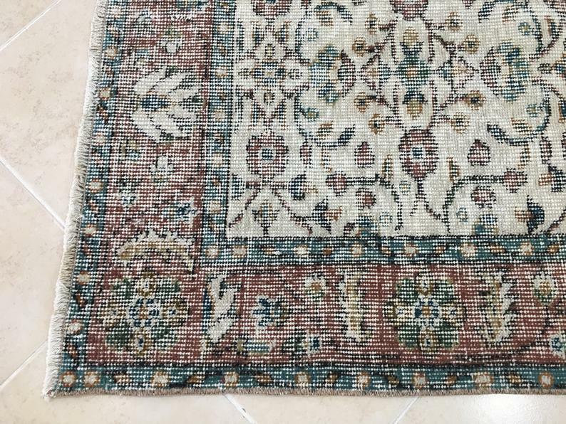 Antique Oriental Persian Ethnic Bohemian Area Rug Handmade 4.1x7.4ft, 125x226cm gallery