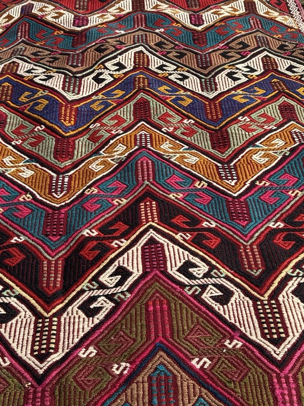 Zili Technique Kilim Rug from Konya, Turkey 80+ years old - 234 cm x 146 cm gallery