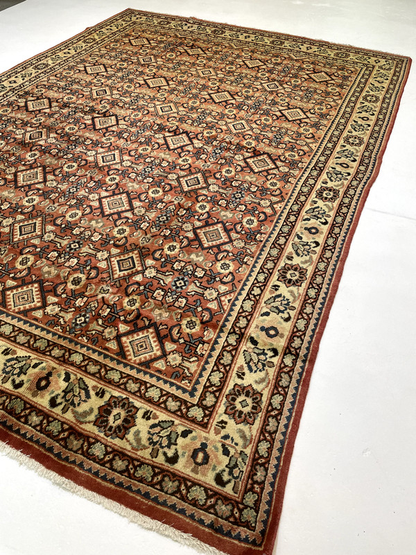 Antique Oriental Hand-Knotted Wool Area Rug Terracotta/Beige/Blue 8'11" x 12'7" gallery