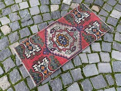 Turkish rug, Vintage small rug, Handmade wool rug, Entryway rug 1,4 x 2,9 ft