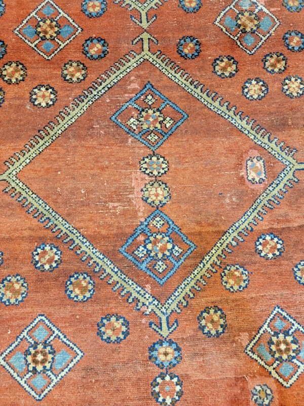 Antique Oriental Hand-Knotted Wool Runner Malayer Rust/Navy Blue 3'8" x 8'8" gallery