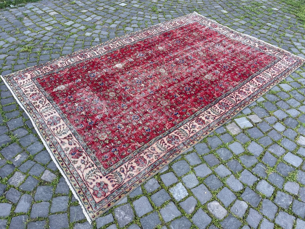 Turkish Vintage Rug, Handmade Wool Rug, Bohemian Large Rug, 5,7 x 8,7 ft