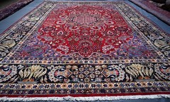 Fine Antique Caucasian Rug 10×14 ft Red Hand Knotted Heris Kazak Oriental Carpet